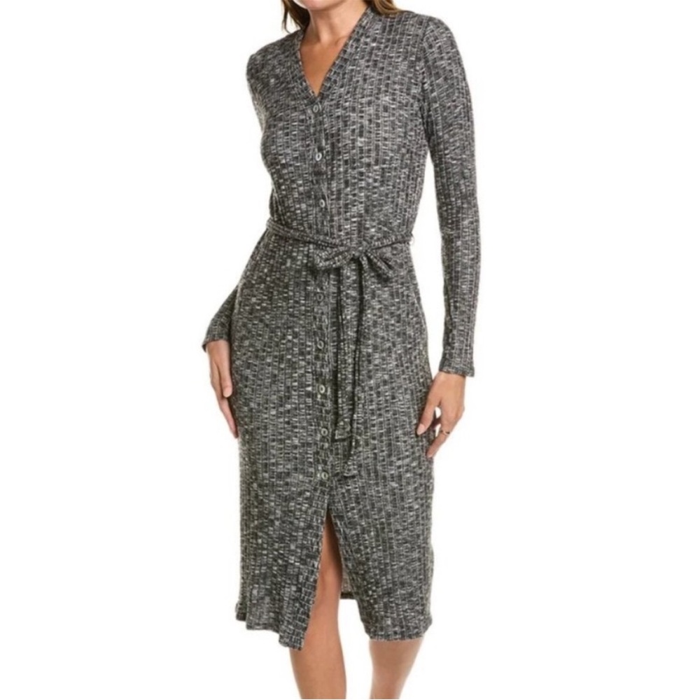 NWT Michael Stars Isa Ribbed Cardigan Dress Marled Gray 2X Women’s